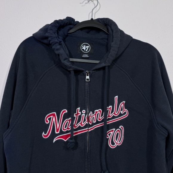 Washington Nationals Navy Hoodie with Zipper - Picture 3 of 5